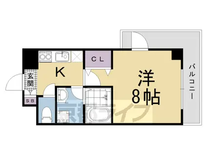 山陰本線 太秦駅(ＪＲ) 徒歩4分 4階建 築18年(1K/3階)の間取り写真