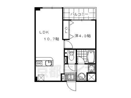 阪急電鉄京都線 大宮駅(京都) 徒歩7分 7階建 築18年(1LDK/6階)の間取り写真