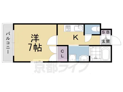 阪急電鉄嵐山線 松尾大社駅 徒歩4分 2階建 築19年(1K/1階)の間取り写真
