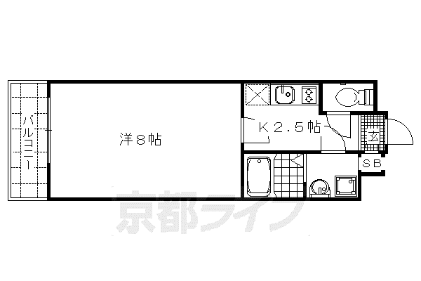 阪急電鉄京都線 西院駅(阪急) 徒歩5分 6階建 築19年(1K/4階)の間取り写真