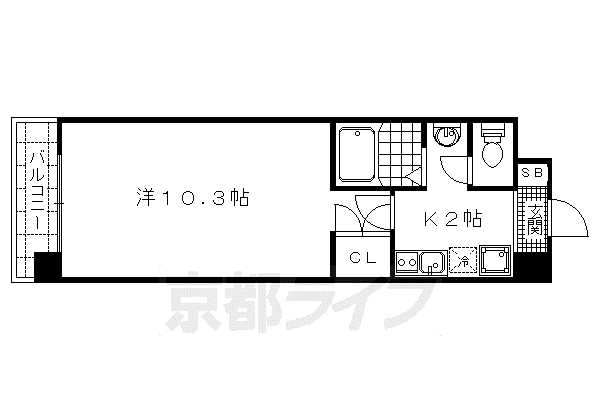 阪急電鉄京都線 西京極駅 徒歩7分 5階建 築19年(1K/5階)の間取り写真