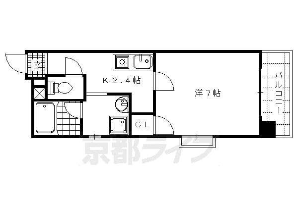 阪急電鉄京都線 大宮駅(京都) 徒歩6分 11階建 築19年(1K/8階)の間取り写真