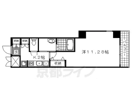 阪急電鉄京都線 西京極駅 徒歩6分 7階建 築20年(1K/2階)の間取り写真