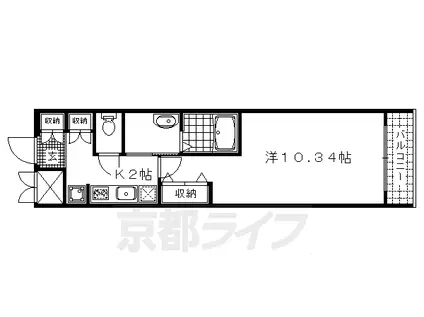 阪急電鉄京都線 西京極駅 徒歩6分 7階建 築20年(1K/6階)の間取り写真