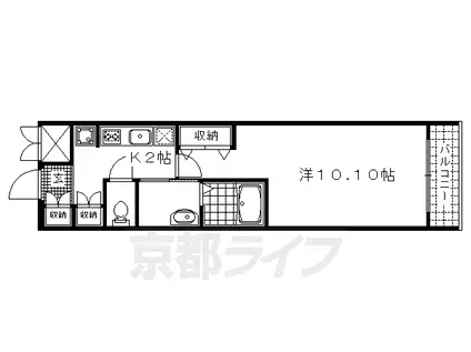 阪急電鉄京都線 西京極駅 徒歩6分 7階建 築20年(1K/3階)の間取り写真