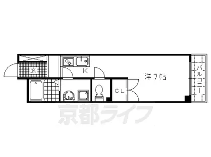 京都市東西線 太秦天神川駅 徒歩10分 3階建 築18年(ワンルーム/2階)の間取り写真