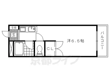 京福北野線 鳴滝駅 徒歩10分 2階建 築26年(ワンルーム/1階)の間取り写真