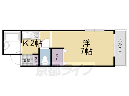 サンピア宇多野(1K/2階)の間取り写真
