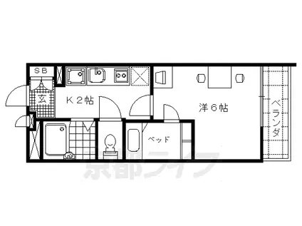 阪急電鉄京都線 西院駅(阪急) 徒歩7分 3階建 築19年(1K/1階)の間取り写真