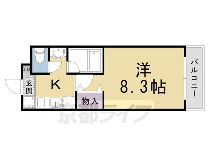 阪急電鉄京都線 西京極駅 徒歩8分 3階建 築17年(1K/3階)の間取り写真