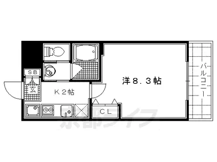 阪急電鉄嵐山線 松尾大社駅 徒歩14分 3階建 築18年(1K/3階)の間取り写真