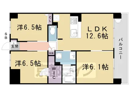 阪急電鉄京都線 西京極駅 徒歩18分 10階建 築18年(3LDK/4階)の間取り写真