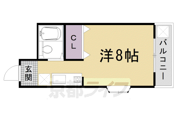 阪急電鉄京都線 西京極駅 徒歩8分 3階建 築33年(1K/3階)の間取り写真