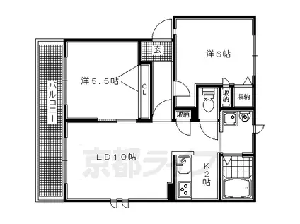 山陰本線 嵯峨嵐山駅 徒歩15分 2階建 築17年(2LDK/1階)の間取り写真