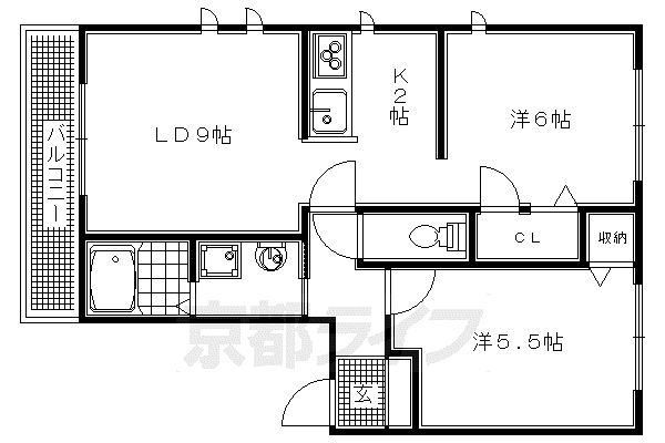 山陰本線 嵯峨嵐山駅 徒歩15分 2階建 築18年(2LDK/1階)の間取り写真