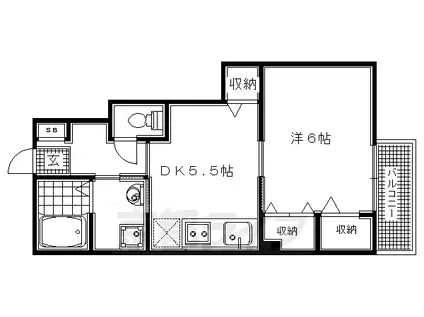 阪急電鉄京都線 西院駅(阪急) 徒歩4分 2階建 築17年(1DK/1階)の間取り写真