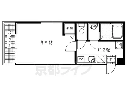 阪急電鉄京都線 大宮駅(京都) 徒歩9分 3階建 築17年(1K/3階)の間取り写真