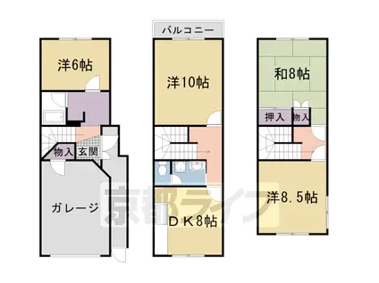 阪急電鉄京都線 西院駅(阪急) 徒歩5分 3階建 築36年(4DK)の間取り写真