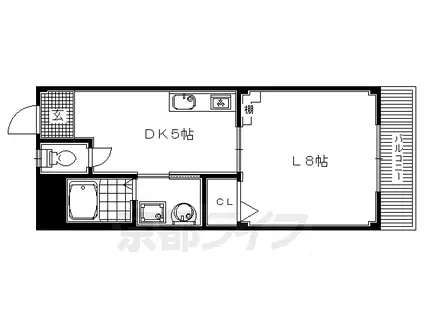 阪急電鉄京都線 西京極駅 徒歩8分 3階建 築17年(1DK/2階)の間取り写真