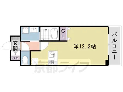 京都市東西線 西大路御池駅 徒歩6分 7階建 築17年(1K/2階)の間取り写真