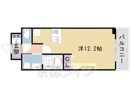 京都市東西線 西大路御池駅 徒歩6分 7階建 築17年(1K/4階)の間取り写真