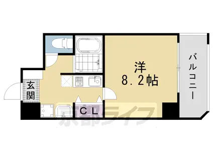 山陰本線 二条駅 徒歩4分 9階建 築17年(1K/3階)の間取り写真