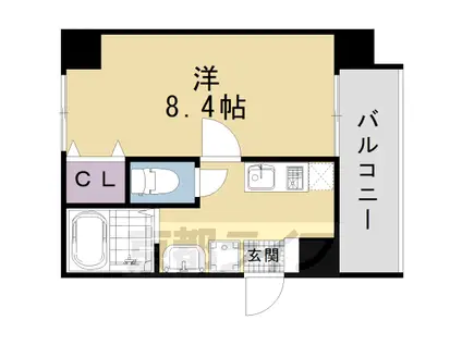 山陰本線 二条駅 徒歩4分 9階建 築17年(1K/6階)の間取り写真
