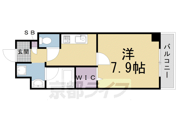 山陰本線 丹波口駅 徒歩9分 6階建 築17年(1K/5階)の間取り写真