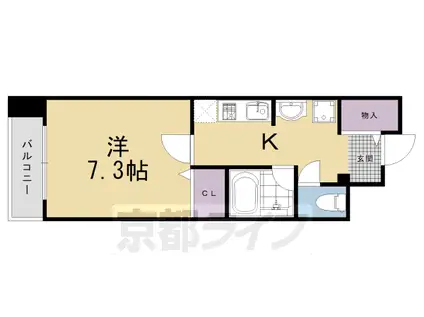 阪急電鉄京都線 西院駅(阪急) 徒歩9分 4階建 築16年(1K/4階)の間取り写真