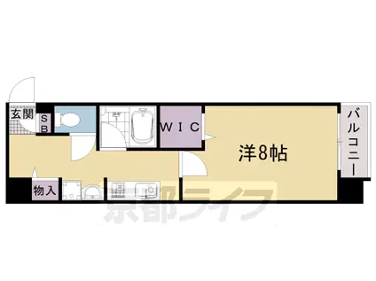 阪急電鉄京都線 西院駅(阪急) 徒歩9分 4階建 築17年(1K/2階)の間取り写真