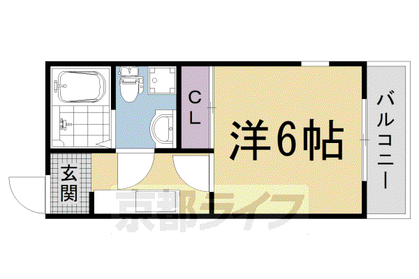 阪急電鉄京都線 西院駅(阪急) 徒歩8分 4階建 築17年(1K/2階)の間取り写真