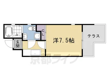 阪急電鉄京都線 西院駅(阪急) 徒歩8分 4階建 築16年(1K/1階)の間取り写真