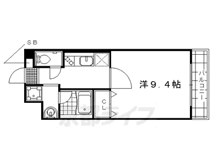 阪急電鉄京都線 西京極駅 徒歩13分 3階建 築16年(1K/3階)の間取り写真