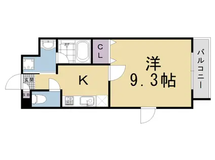 ウイング西院(1K/3階)の間取り写真