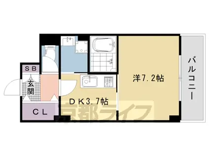 ヴァンヴェルデ西京極(1K/4階)の間取り写真
