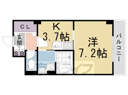 ヴァンヴェルデ西京極(1K/6階)の間取り写真