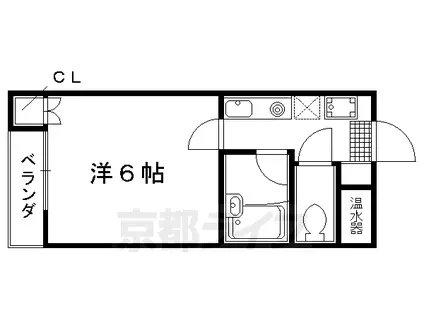山陰本線 円町駅 徒歩10分 2階建 築20年(1K/2階)の間取り写真