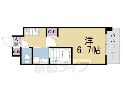 阪急電鉄京都線 西院駅(阪急) 徒歩9分 6階建 築4年(1K/5階)の間取り写真