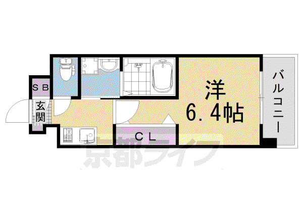 阪急電鉄京都線 西院駅(阪急) 徒歩9分 6階建 築4年(1K/2階)の間取り写真