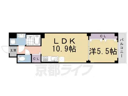 山陰本線 丹波口駅 徒歩10分 3階建 築4年(1LDK/2階)の間取り写真