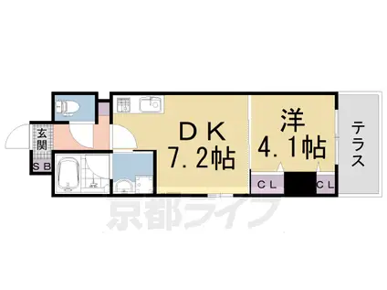 阪急電鉄京都線 大宮駅(京都) 徒歩6分 9階建 築4年(1DK/1階)の間取り写真