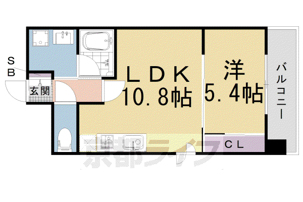 みつまめ京都朱雀(1LDK/3階)の間取り写真