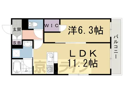 山陰本線 二条駅 徒歩9分 3階建 築4年(1LDK/3階)の間取り写真