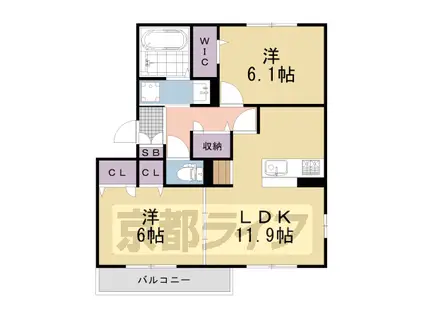 阪急電鉄京都線 長岡天神駅 徒歩24分 3階建 築1年(2LDK/3階)の間取り写真