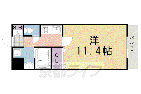 阪急電鉄京都線 桂駅 徒歩13分 3階建 築18年(1K/1階)の間取り写真
