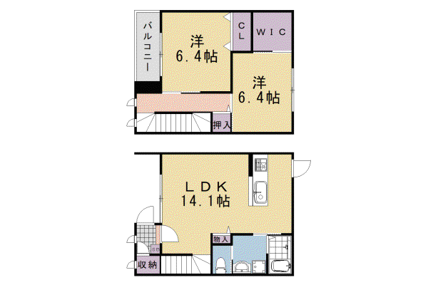 阪急電鉄嵐山線 嵐山駅(阪急) 徒歩8分 2階建 築19年(2LDK/1階)の間取り写真