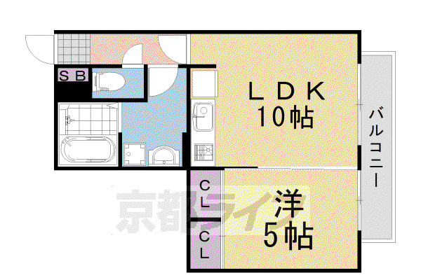 阪急電鉄京都線 桂駅 徒歩9分 2階建 築18年(1LDK/1階)の間取り写真