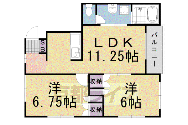 エミネンス亀岡C(2LDK/1階)の間取り写真