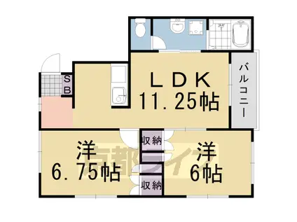 エミネンス亀岡D棟(2LDK/1階)の間取り写真
