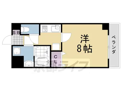 阪急電鉄京都線 桂駅 徒歩7分 5階建 築18年(1K/3階)の間取り写真